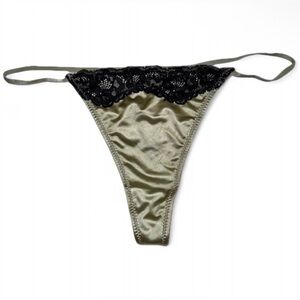 NEW Satin & Lace Sage Green Thong